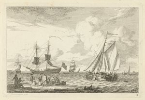Vue de mer avec divers voiliers - Gerrit Groenewegen