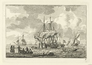Vue de mer avec trois-mâts - Gerrit Groenewegen