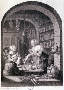 Épicier de village pesant avec une balance. sd. XVIIIe siècle - Gerrit or Gerard (after) Dou