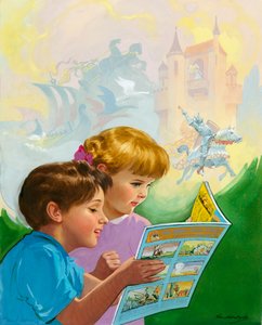 Garçon et fille lisant