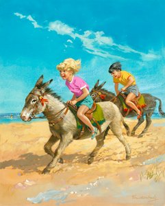 Garçon et fille à dos d