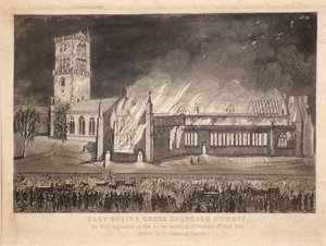 Églises Est, Sud et Croix, Dundee, en feu le dimanche 3 janvier 1841, c.1841 - Gershom Gourlay Cumming