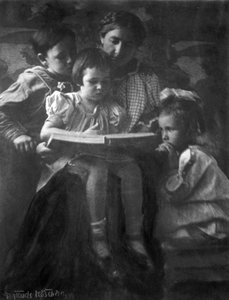 Femme et enfants lisant - Gertrude Käsebier