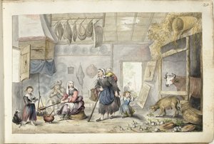 Intérieur paysan (Charité ou Pauvreté) - Gesina ter Borch (signed by artist)