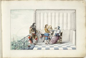 Groupe sur une terrasse - Gesina ter Borch (signed by artist)