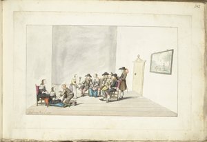Groupe de dix jeunes gens dans un intérieur - Gesina ter Borch (signed by artist)