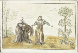 Ermite donnant son manteau à une dame - Gesina ter Borch