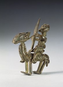 Cavalier sur cheval avec harnais décoratif (laiton)