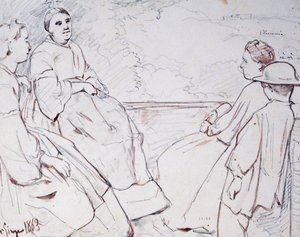 Famille Gigante : sa femme Luisa, ses filles Elisa, Elenuccia et Nini - Giacinto Gigante