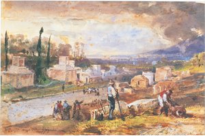 Italie, Pompéi, La Rue des Tombeaux 1862 - Giacinto Gigante