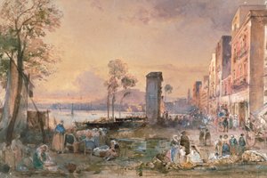 Vue de Naples depuis Marinella, par Giacinto Gigante (1806-1876), crayon, aquarelle et céruse sur papier, Italie - Giacinto Gigante