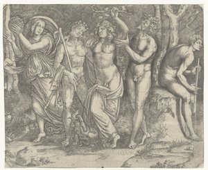 Bacchus et bacchantes et ménade avec tambourin - Giacomo Francia