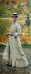 Portrait en plein air ou Dame dans le jardin - Giacomo Grosso