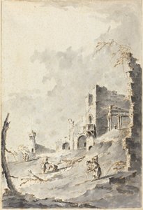 Caprice de ruines classiques avec une forteresse - Giacomo Guardi