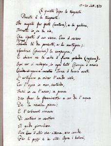 Manuscrit du poème "Le calme après la tempête" de Leopardi. 1829 (documents ) - Giacomo Leopardi