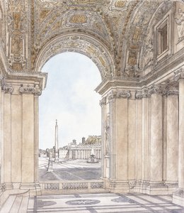 Vue de la Piazza San Pietro, Rome regardant vers le sud depuis le portique de la basilique, avant 1779