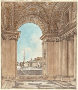 La Piazza de Saint-Pierre Vue à Travers une Arche de la Basilique