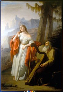 Ossian chante à Malvina les exploits de Carthoon. Peinture de Giacomo Trecourt - Giacomo Trecourt