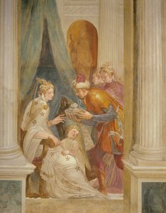 Mur droit représentant Sophonisba avec son enfant recevant le prochain pot de poison - Giambattista (1526 78) Zelotti