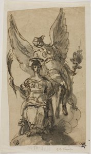 Femme assise couronnée par un ange - Giambattista Tiepolo