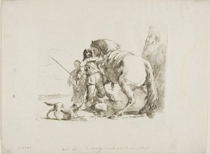 Le cavalier debout près de son cheval, de Capricci - Giambattista Tiepolo