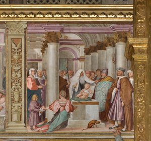 Nef centrale, Cinquième travée nord, Présentation au Temple, Gian Francesco Bembo - Gian Francesco Bembo