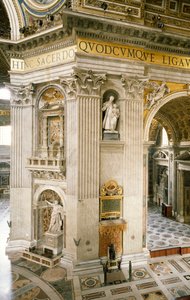 Décorations par Gian Lorenzo Bernini (1598-1680) sur le premier pilier à droite, un des quatre piliers soutenant le dôme de la Basilique Saint-Pierre, Rome, Cité du Vatican - Gian Lorenzo Bernini