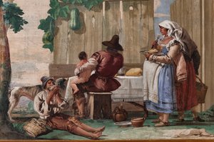 Famille de paysans à table, de la Chambre des Scènes Rustiques, dans la Foresteria (Maison d