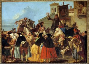 Un dentiste arrachant une dent et la brandissant comme un trophée au Carnaval de Venise - Giovanni Domenico Tiepolo