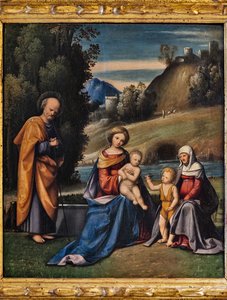 Sainte Famille avec saints, Enfant Saint Jean et Sainte Élisabeth dans un paysage
