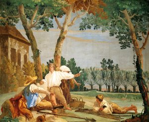 Paysans au repos, par Giandomenico Tiepolo (1727-1804), fresque, Salle des Scènes Rustiques dans la Foresteria, Villa Valmarana 