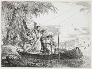 La Sainte Famille entrant dans le bateau de La Fuite en Égypte, 1750-1753 - Giovanni Domenico Tiepolo