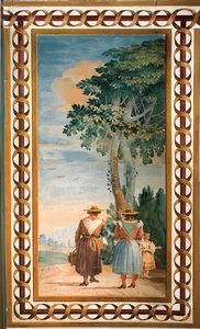 Trois paysans vus de dos, de la salle des scènes rustiques, dans la Foresteria, 1757 - Giovanni Domenico Tiepolo