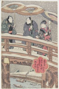 Scène de neige à Osaka au sud de la rivière, 1825 - Gigado Ashiyuki