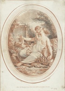 Bacchanale avec nymphe et deux putti - Gilles Demarteau