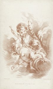 Trois putti jouant sur des nuages - Gilles Demarteau