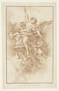 Ange avec trois putti dans les nuages - Gilles Demarteau