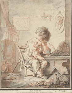 Enfant poète au travail dans un intérieur