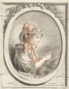Femme lisant dans un ovale - Gilles Demarteau