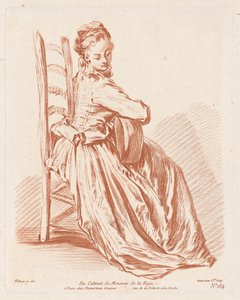 Femme jouant de la guitare - Gilles Demarteau, the Elder, Antoine Watteau