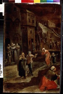 Scène de rue la nuit - Gillis Mostaert
