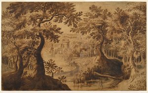 Paysage boisé avec vue - Gillis van III (circle of) Coninxloo