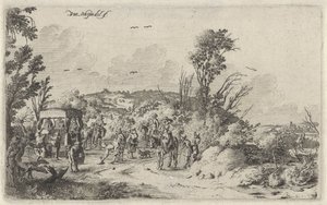 Rijtuig en ruiters op een landweg Reuk (Landschappen met de vijf zintuigen)