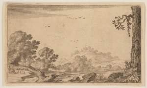 Rivière dans un pays vallonné partiellement ouvert, tiré de Douze paysages - Gillis van Scheyndel