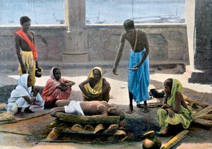Crémation en Inde, vers 1890