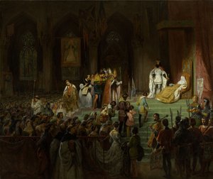 Le couronnement de la morte Inês de Castro dans la cathédrale de Coimbra, 1827-1828
