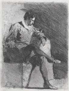 Homme assis en costume du XVIe siècle, vers 1878 - Gioacchino Banfi