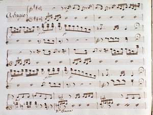 Page de partition musicale de la symphonie de Le turc en Italie par Gioacchino Rossini