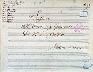 Page de titre de partition musicale de violon pour la symphonie dans Cendrillon, ou La bonté triomphante par Gioacchino Rossini - Gioachino Rossini
