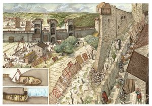 Moyen Âge : siège de la ville de Viterbe (Viterbo) près de Rome, convoitée par les Guelfes, partisans du pape, et par les Gibelins, partisans de l